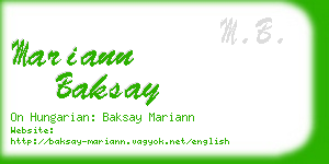 mariann baksay business card